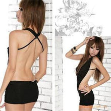 Women Sexy Baby Dolls G-String V-Neck Halter Uniform Solid Pattern Black Color Charming Exotic Apparel Free Size EF8