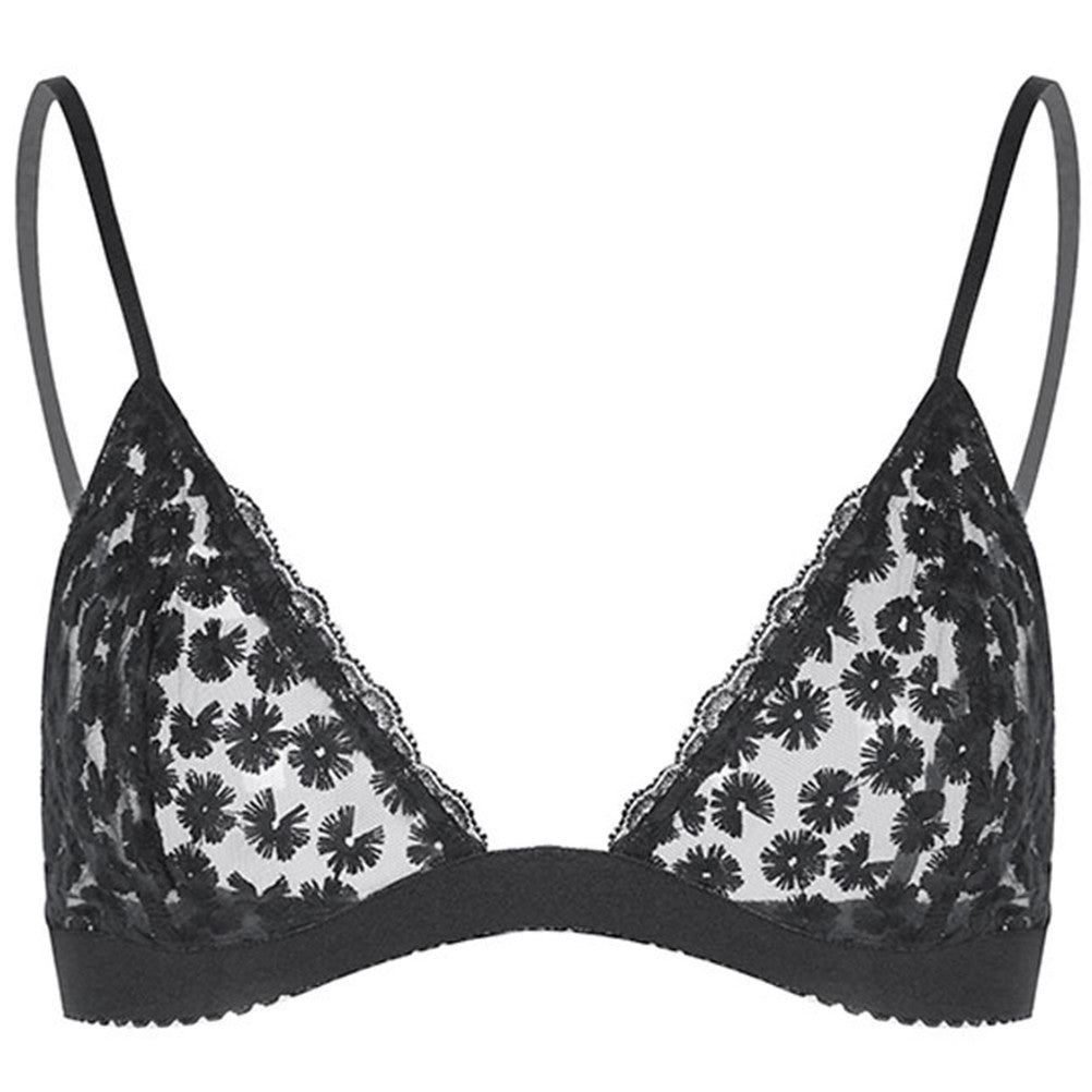Women Sexy Floral Sheer Lace Triangle Bralette Unpadded Bra Crop Top Lingerie EF8