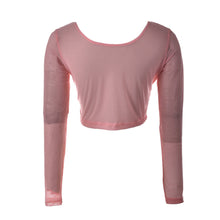 Women Sexy Slim Semi-transparent Mesh Crop Tops Girl Long Sleeve Short Tees Single Layer Mesh EF8