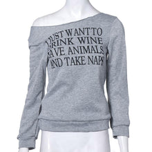 Fashion Women Tops Sexy Letters Print Long Sleeves Pullover Sweater Shirt Casual EF8