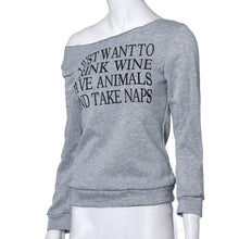 Fashion Women Tops Sexy Letters Print Long Sleeves Pullover Sweater Shirt Casual EF8