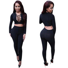 Fashion Women Two Pieces Deep V-Neck Sexy Bodycon Long Sleeve Bodysuit Night Club Rompers Womens Jumpsuit EF8