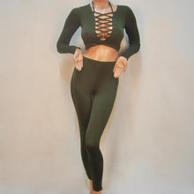 Fashion Women Two Pieces Deep V-Neck Sexy Bodycon Long Sleeve Bodysuit Night Club Rompers Womens Jumpsuit EF8