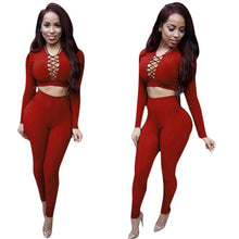 Fashion Women Two Pieces Deep V-Neck Sexy Bodycon Long Sleeve Bodysuit Night Club Rompers Womens Jumpsuit EF8