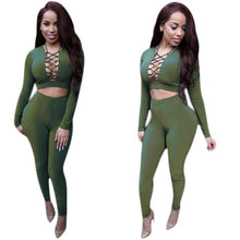 Fashion Women Two Pieces Deep V-Neck Sexy Bodycon Long Sleeve Bodysuit Night Club Rompers Womens Jumpsuit EF8