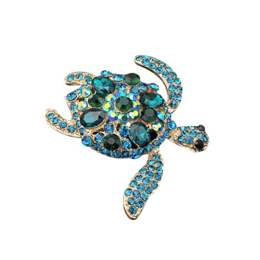 jewelry green blue turtles brooches animal pins for party decorations Women Men Rhinestone Crystal Jewelry EF8