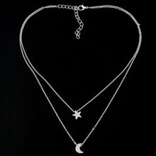 jewelry copper alloy chain link star moon layer pendant necklace gift for women girl EF8
