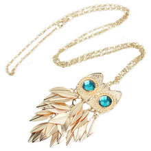 able Stylish Gold Plated Leaves Owl Charm Chain Long Women Pendant Necklace EF8