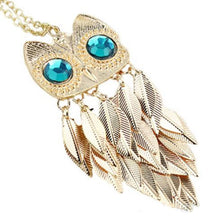able Stylish Gold Plated Leaves Owl Charm Chain Long Women Pendant Necklace EF8