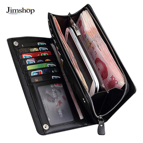 Fau Leather Men Wallets Business Card holder Coin Purse Men's Long Zipper Wallet Leather Clutch carteira masculina EF8
