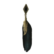 Feather Leaves Charm Drop Earring Rhombus Long Ear drop Dangle Earrings Earrings for Women Gilrs EF8