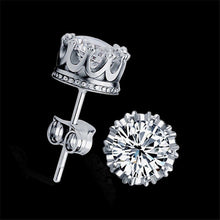 Femal Cubic Zirconia Earrings Classic Crown Design Silver Plated Crystal Stud Earrings Women Jewelry  EF8