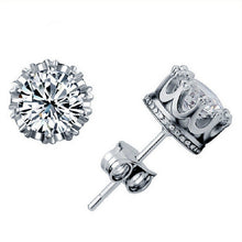 Femal Cubic Zirconia Earrings Classic Crown Design Silver Plated Crystal Stud Earrings Women Jewelry  EF8