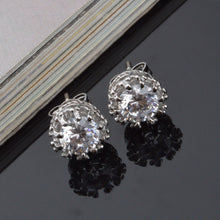 Femal Cubic Zirconia Earrings Classic Crown Design Silver Plated Crystal Stud Earrings Women Jewelry  EF8