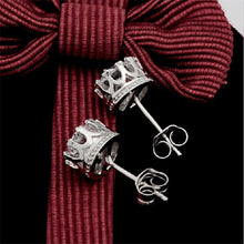 Femal Cubic Zirconia Earrings Classic Crown Design Silver Plated Crystal Stud Earrings Women Jewelry  EF8