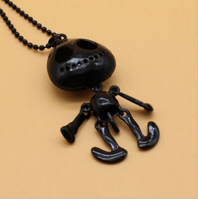 Femal Vintage Jewelry Big Eyes UFO Alien Skull Head Pendants Long Sweater Chain Necklaces for Women EF8