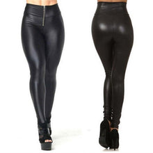 Casual Wear Leather Leggings For Women Girls Black Solid Pants High-Waist Skinny Legging Trousers EF8