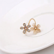 Fine Jewelry Dazzling Rhinestones Full Opal Double Five Flowers Wedding Rings For Women Gift EF8