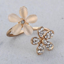Fine Jewelry Dazzling Rhinestones Full Opal Double Five Flowers Wedding Rings For Women Gift EF8