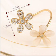 Fine Jewelry Dazzling Rhinestones Full Opal Double Five Flowers Wedding Rings For Women Gift EF8