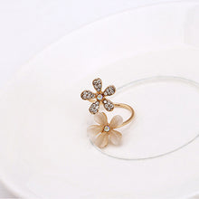 Fine Jewelry Dazzling Rhinestones Full Opal Double Five Flowers Wedding Rings For Women Gift EF8