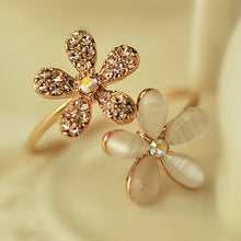 Fine Jewelry Dazzling Rhinestones Full Opal Double Five Flowers Wedding Rings For Women Gift EF8