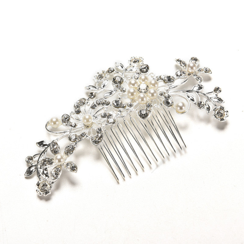 Floral Wedding Tiara Sparkling silver plated Crystal simulated pearl Bridal Hair Combs Hairpin Jewelry Hair Accessories EF8