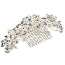 Floral Wedding Tiara Sparkling silver plated Crystal simulated pearl Bridal Hair Combs Hairpin Jewelry Hair Accessories EF8