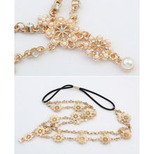 Flower Tassel Head Jewelry Women Elegant Rhinestone Elastic Head Chain Tiaras Bride Wedding Head Jewelry EF8