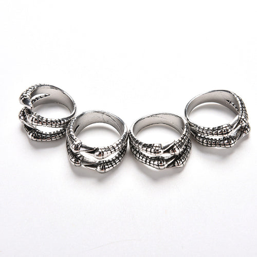 For Men Vintage Gothic Jewelry Silver Color Dragon Claw Ring S US Size 8-11 Punk Rock Stainless Steel Mens Biker Rings EF8