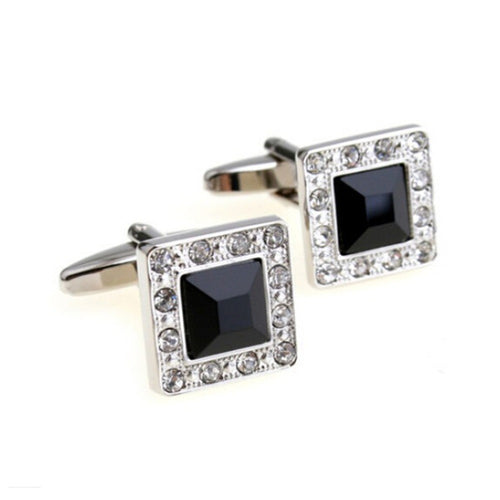 For Mens Cuff Buttons Black Crystal Cuff Links Abotoaduras Jewelry Shirt Cufflinks EF8