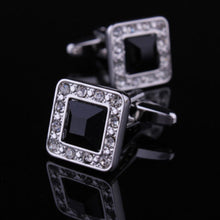 For Mens Cuff Buttons Black Crystal Cuff Links Abotoaduras Jewelry Shirt Cufflinks EF8