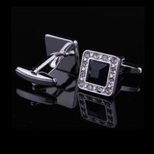 For Mens Cuff Buttons Black Crystal Cuff Links Abotoaduras Jewelry Shirt Cufflinks EF8