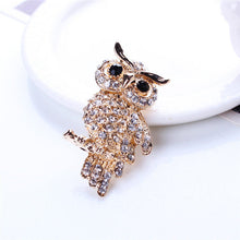 For Weddings S  Brooches Gold Plated Owl Style Shiny Crystal Inlay Lady Jewelry Rhinestone Brooches EF8