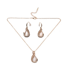 For Women  18k Yellow Gold Filled pink opal Peacock Necklace Earring Wedding Fine Jewelry EF8