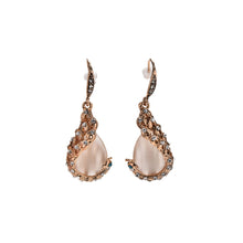 For Women  18k Yellow Gold Filled pink opal Peacock Necklace Earring Wedding Fine Jewelry EF8