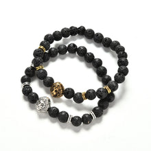 For Women   Men Jewelry S Gold Silver Natural Stone Bracelets Bangles Pulseras Lion Head Beads Bracelets EF8