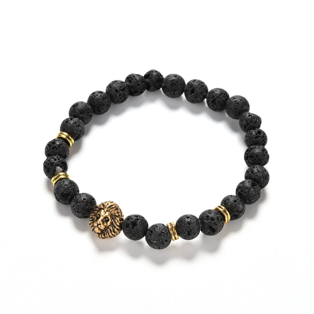 For Women   Men Jewelry S Gold Silver Natural Stone Bracelets Bangles Pulseras Lion Head Beads Bracelets EF8