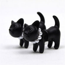 For Women Black Puncture Ear Jewelry Women Gifts s 3D Pearl Kitty Cat Stud Earrings EF8