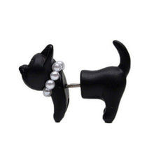 For Women Black Puncture Ear Jewelry Women Gifts s 3D Pearl Kitty Cat Stud Earrings EF8