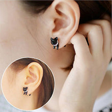 For Women Black Puncture Ear Jewelry Women Gifts s 3D Pearl Kitty Cat Stud Earrings EF8