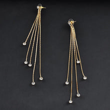 For Women Crystal Statement Earrings Charm Dangle Earrings Jewelry 5 Chain Gold Silver Long Tassel Earrings EF8