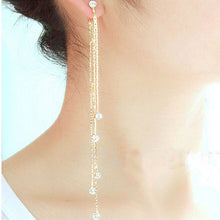 For Women Crystal Statement Earrings Charm Dangle Earrings Jewelry 5 Chain Gold Silver Long Tassel Earrings EF8