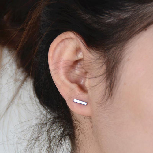 For Women Ear Stud Earrings Fine Jewelry Gold Silver Punk Simple T Bar Earrings EF8