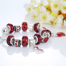 For Women Jewelry Pulsera Mujer Femme Charm Bracelets Cute Ladybird Beads Chain Bracelet EF8