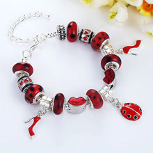For Women Jewelry Pulsera Mujer Femme Charm Bracelets Cute Ladybird Beads Chain Bracelet EF8