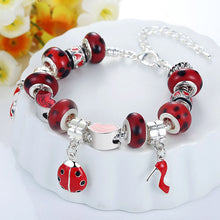 For Women Jewelry Pulsera Mujer Femme Charm Bracelets Cute Ladybird Beads Chain Bracelet EF8