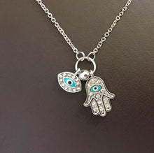 For Women Fine Jewelry Gold Silver Blue Evil Eye Hamsa H  Fatima Palm Necklace EF8