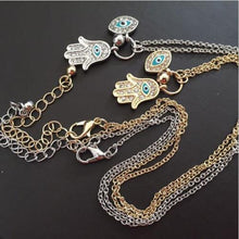 For Women Fine Jewelry Gold Silver Blue Evil Eye Hamsa H  Fatima Palm Necklace EF8