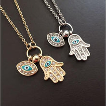 For Women Fine Jewelry Gold Silver Blue Evil Eye Hamsa H  Fatima Palm Necklace EF8